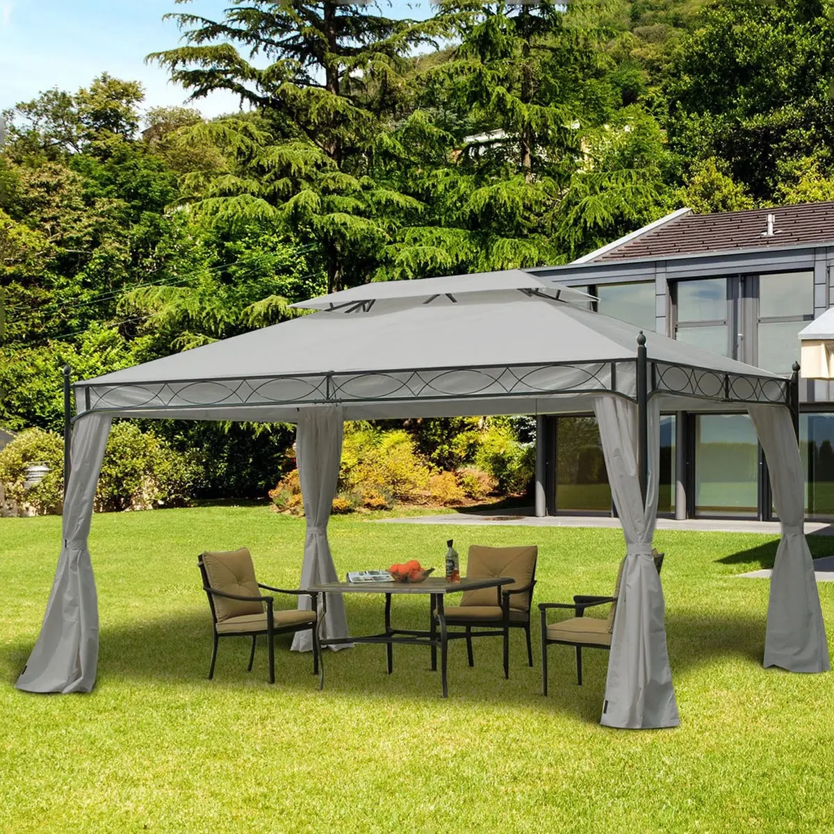 Pavillon Überdachung Capri Grau 3x4x2,7m - Pavillons und Pergolen - 6438168085340 - 0