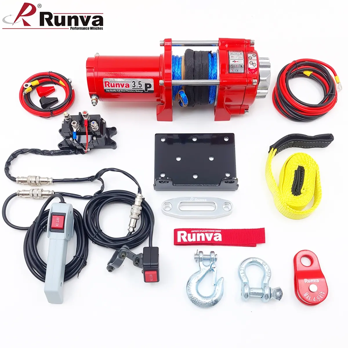 Seilwinde 1588 kg mit Seil 12V Runva Super D - Winden für ATV - 48776565776 - 1