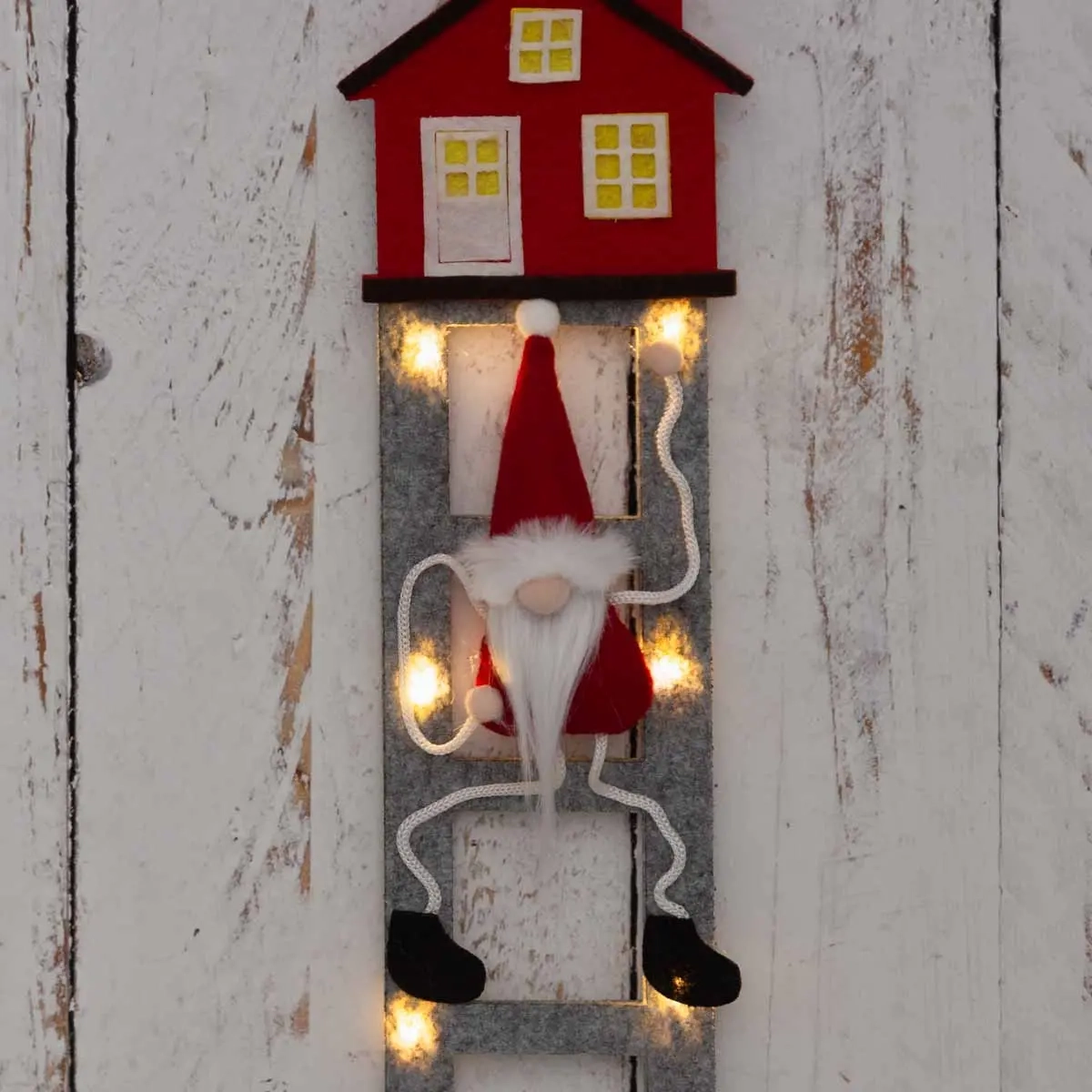 Wichtel auf Leitern mit LED-Licht grau - Weihnachtsmänner und Dekorationstiere - 6410416502885 - 2