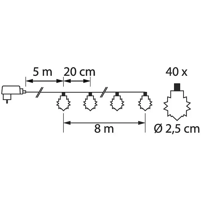 Airam Lumikide Lichterkette 8m 40 LEDs klar - Lichterketten und Lichtleisten - 6435200297969 - 2