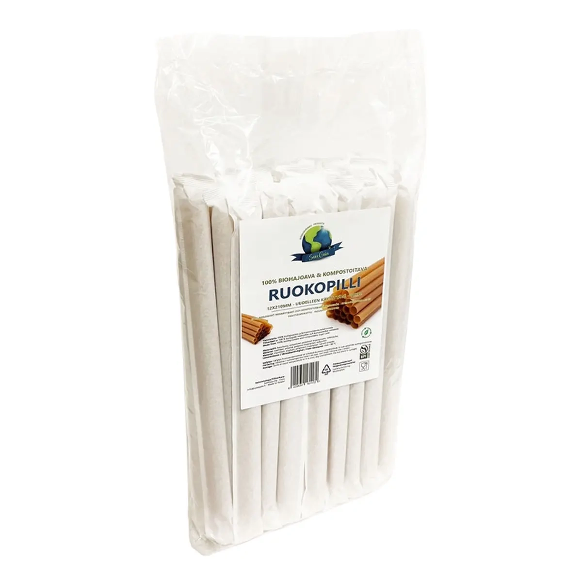 Trinkhalme 50 Stück 12x210mm Bio SaveGaia - Einwegbesteck und Servietten - 6429830161172 - 3