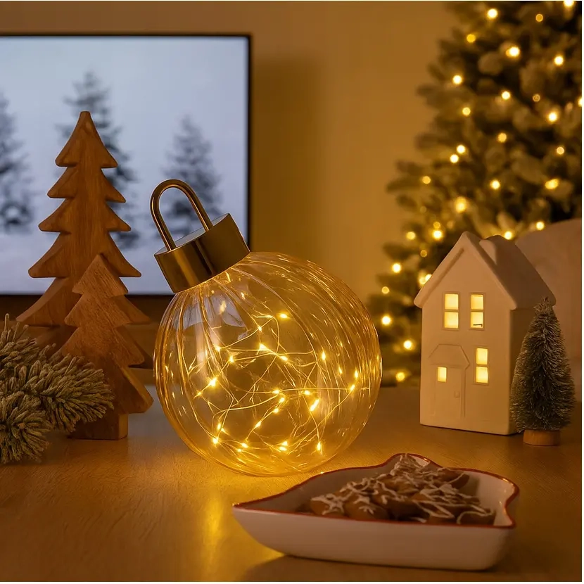 Glaskugel mit LED-Lichtern 20 cm - Tischdekorationen mit Beleuchtung - 8721037670654 - 1