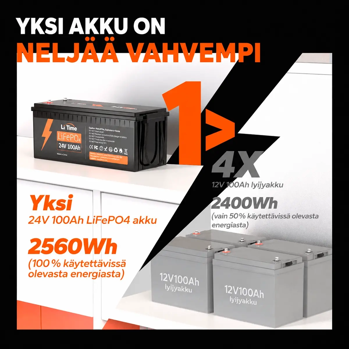 Akku LifePo4 100Ah Basic 24V LiTime -  - 6438471352016 - 2