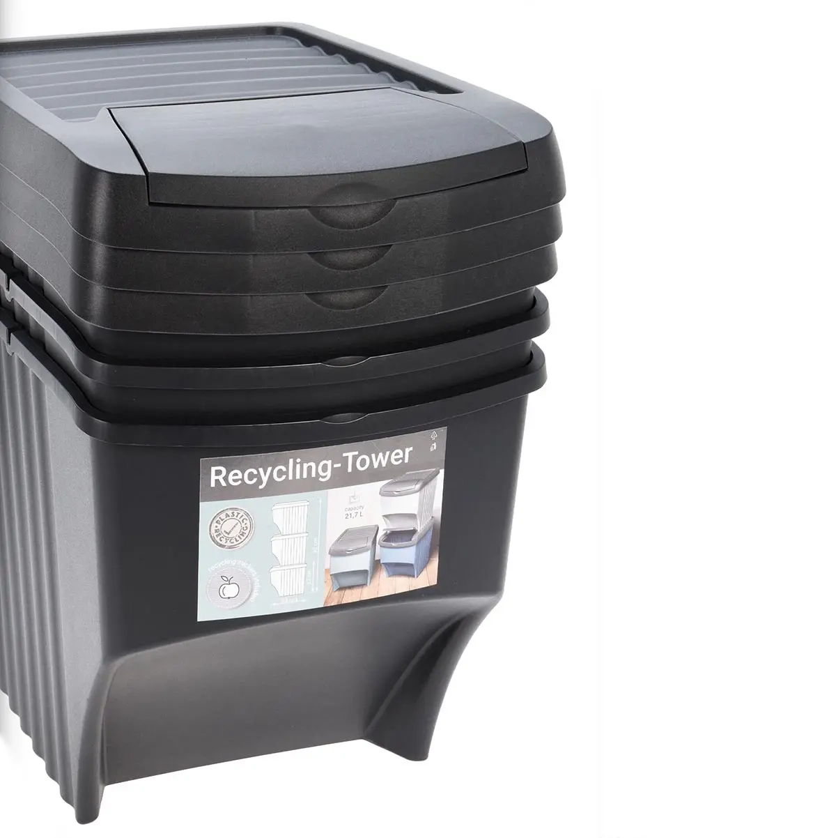 Müllset Recycling Tower 3 Stück 22L - Mülleimer und Papierkörbe - 8720573428743 - 2
