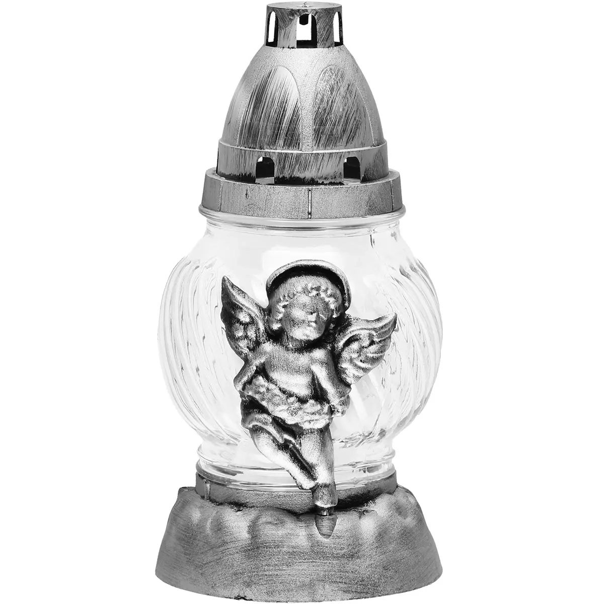Grabkerze Engel grau 19 cm - Grabkerzen - 6410412593450 - 0