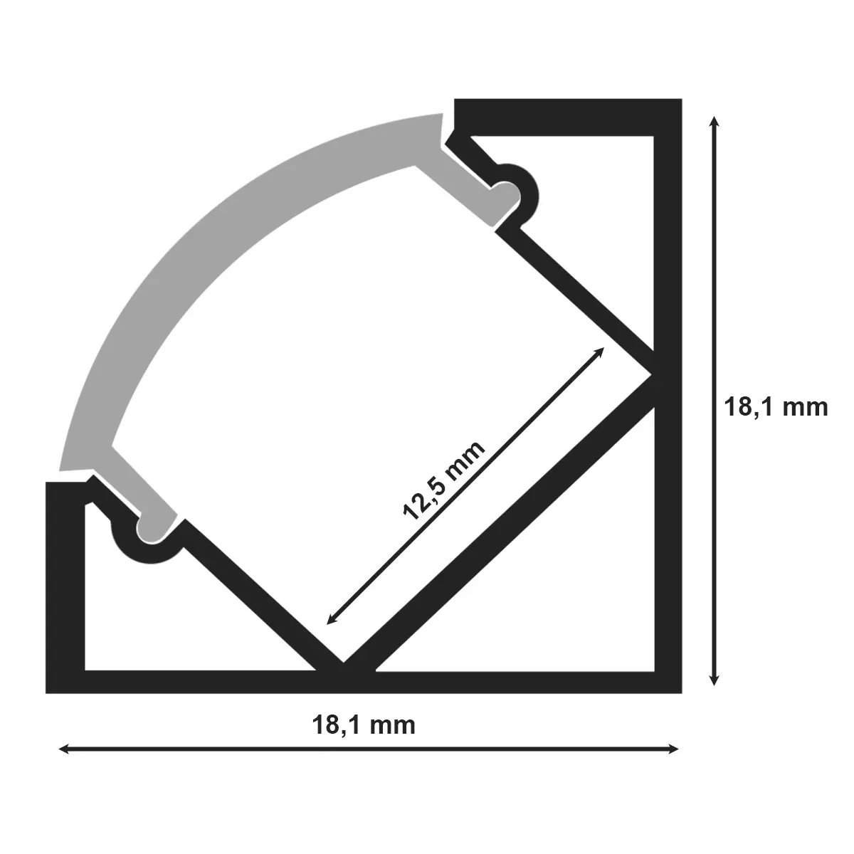 Aluminiumleiste für LED-Streifen 1m Winkel Alu - LED-Streifen und LED-Leisten - 6418536014141 - 1