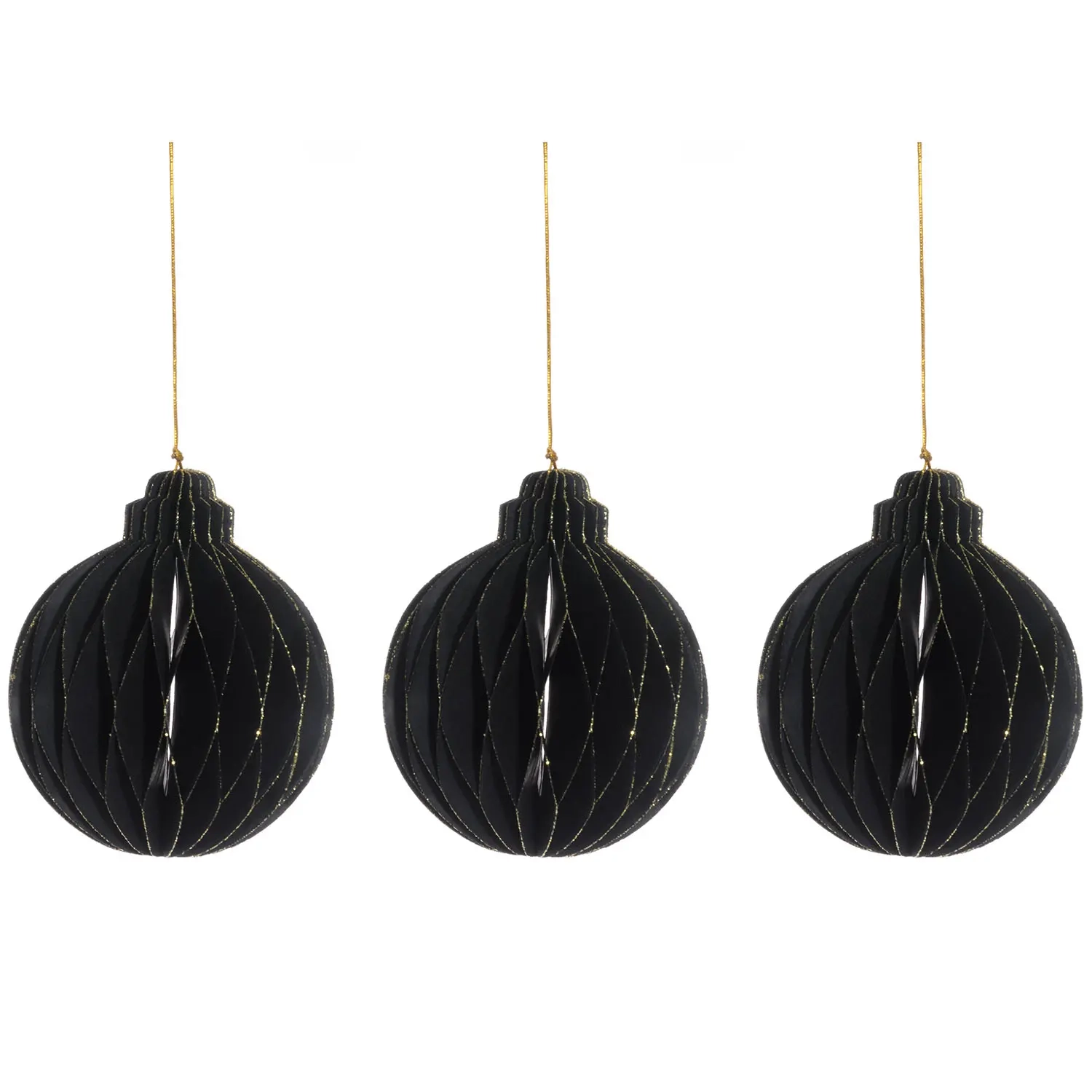 Papierball 10 cm schwarz 3 Stück - Weihnachtsschmuck - 6410416209500 - 2
