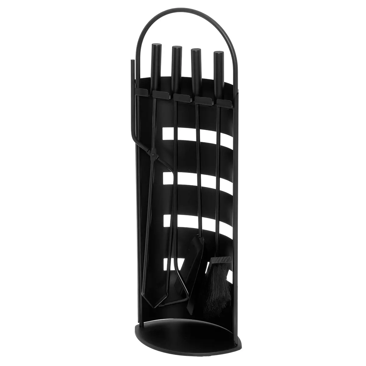 4-teiliges schwarzes Kaminzubehörset - Holzkörbe und Ofenzubehör - 6410416367248 - 1