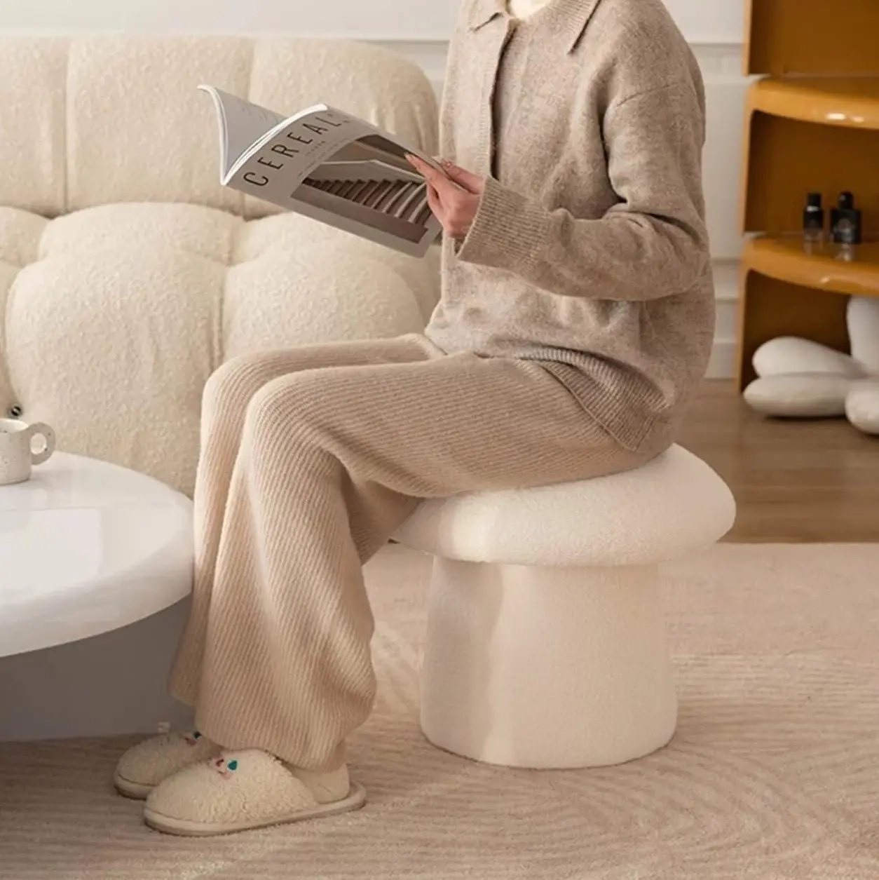 Hocker Teddy 43 cm Weiß - Hocker, Stühle und Bänke - 8721037138932 - 2