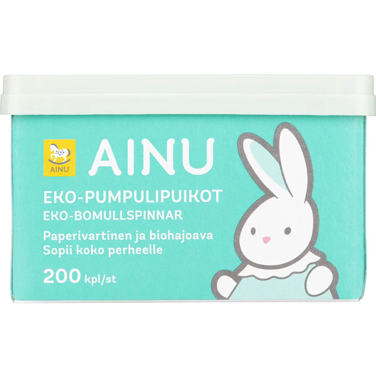 Baumwollstäbchen Eko Ainu 200 Stück - Persönliche Hygiene - 6414505045062 - 0