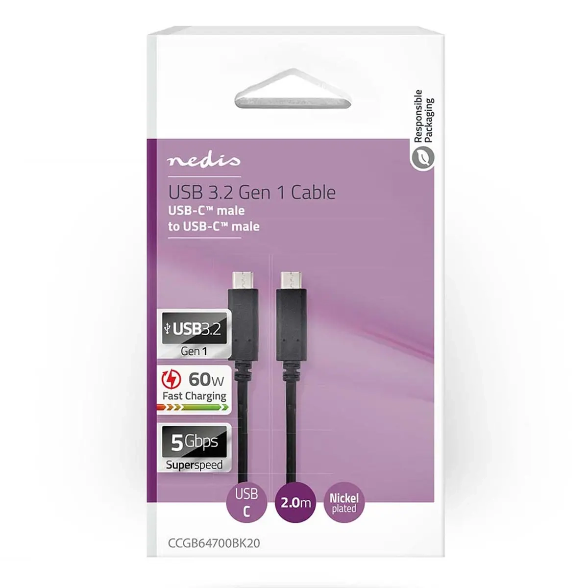 USB-C Kabel Leistung 60W 2m - C- und Micro-USB-Kabel - 5412810401192 - 2