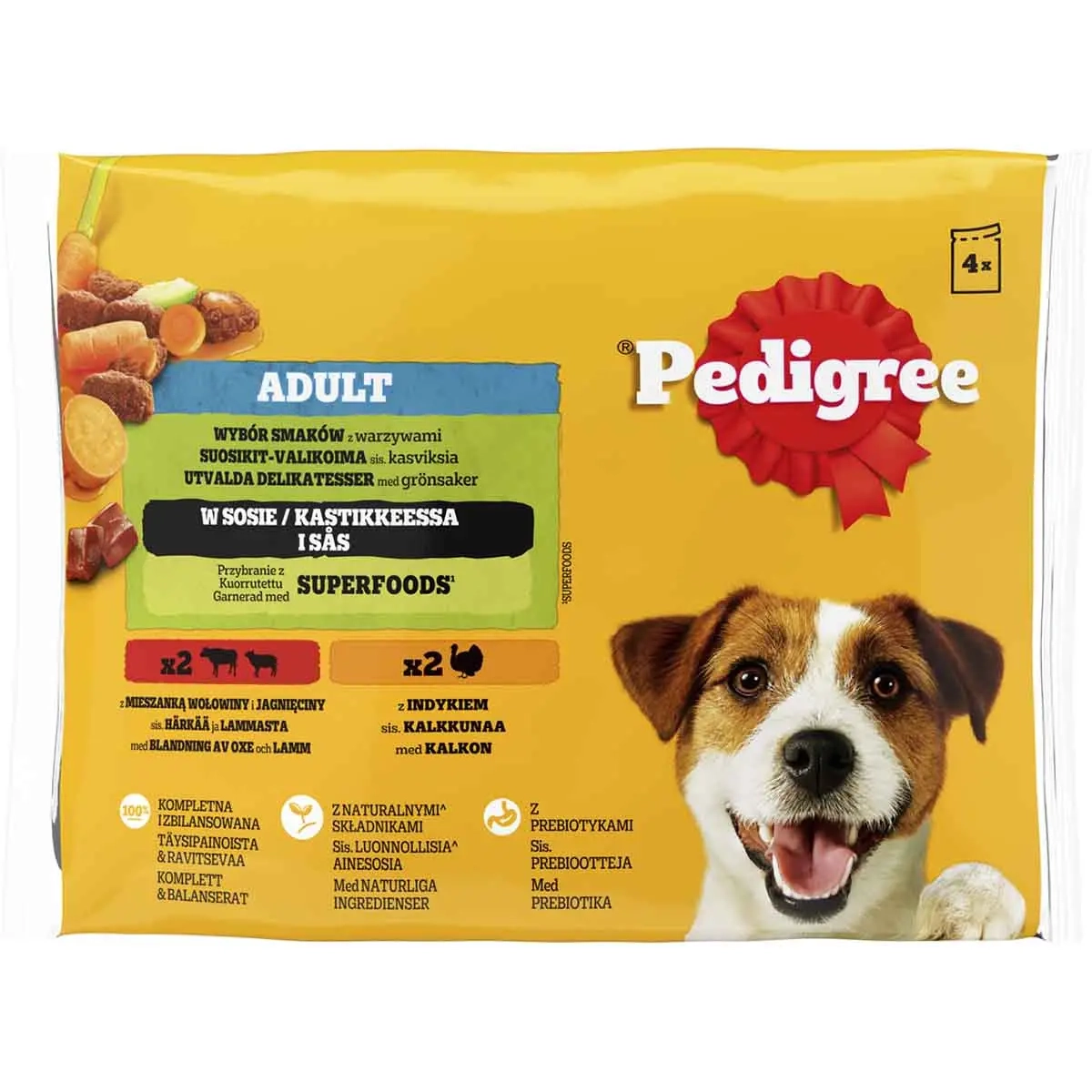 Pedigree Adult Soßenauswahl 4x100g - Nassfutter für Hunde - 5900951262616 - 0