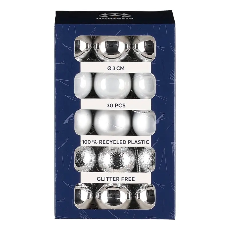 Tannenzapfen Kugel 3 cm 30 Stück Silber - Weihnachtsschmuck - 6410416370552 - 1