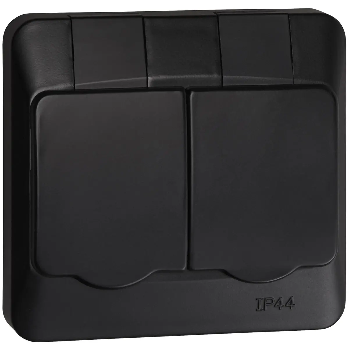 Unterputz-Doppelsteckdose IP44 Opal Pro Schwarz - Steckdosen - 6438056309169 - 0