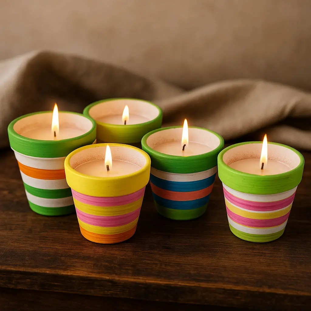 Citronella-Kerzen im Tontopf, sortiert - Stumpenkerzen - 8721037423342 - 1