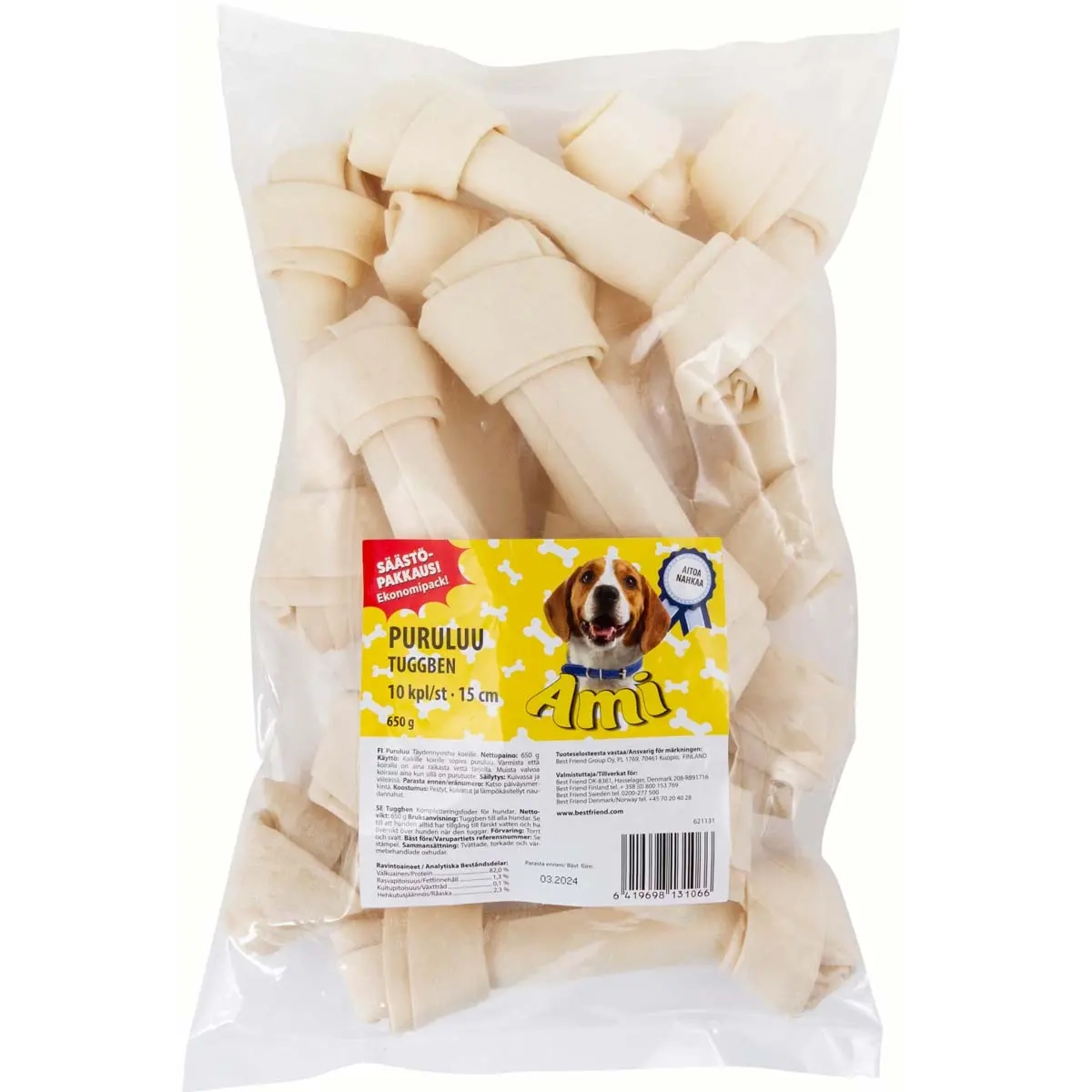 Hundekauknochen Ami 15 cm 10 Stück - Hundekauknochen, Kauknochen und Kaurollen - 6419698131066 - 0