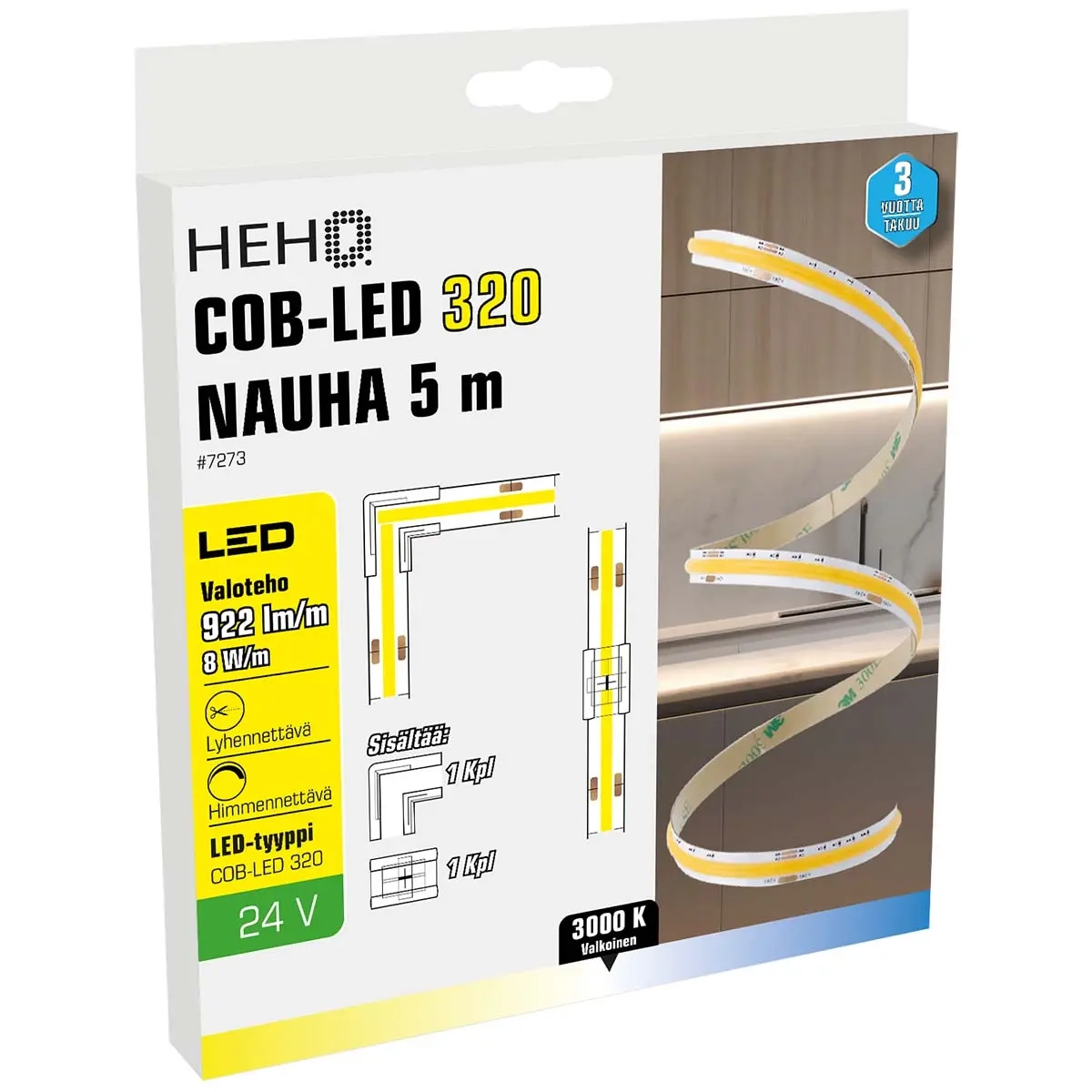 LED-Streifen COB 5m 24V 3000K 8mm IP65 - LED-Streifen und LED-Leisten - 6438152072738 - 0