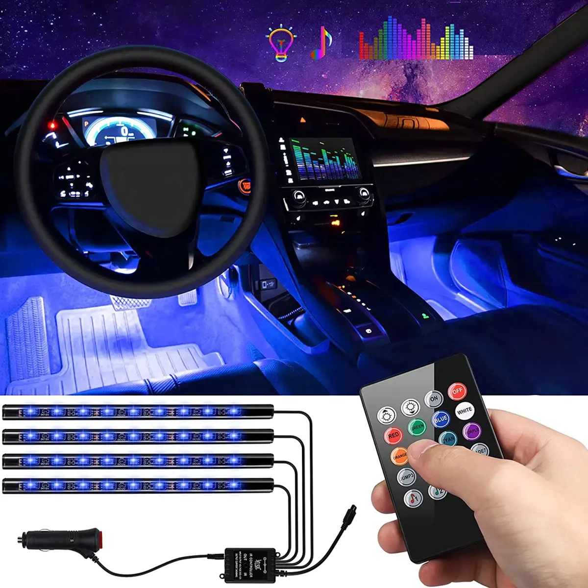 LED-Innenraumbeleuchtungsset für Auto USB Luxury - LED-Streifen und LED-Leisten - 6438471017731 - 1