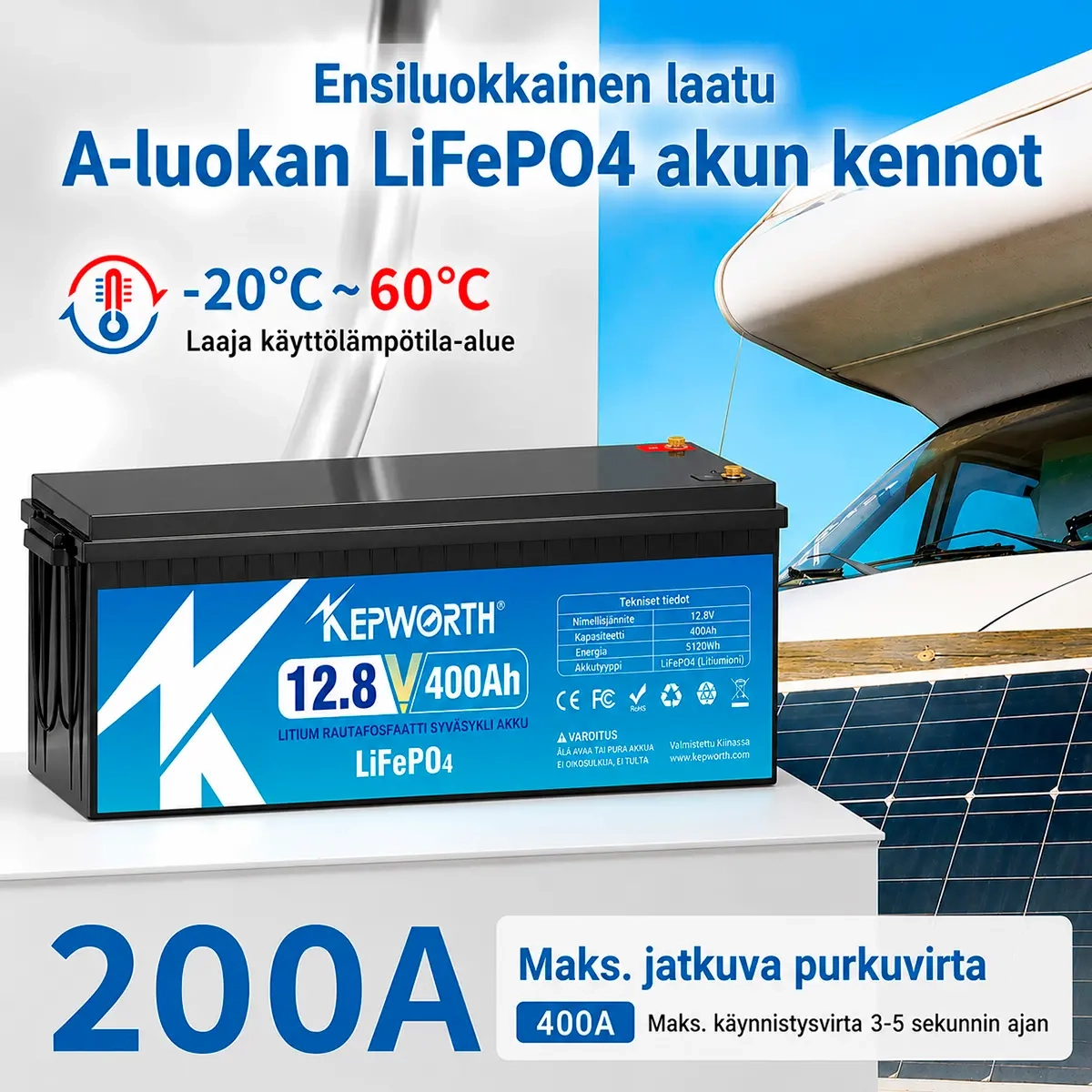 Akku 12V 400Ah LifePo4 200Ah BMS -  - 6438471351101 - 5