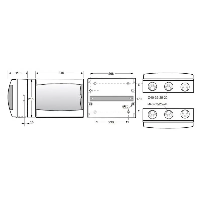 Gehäuse 12 IP65 Aufputz Famatel - Anschlussdosen - 8429760211013 - 1