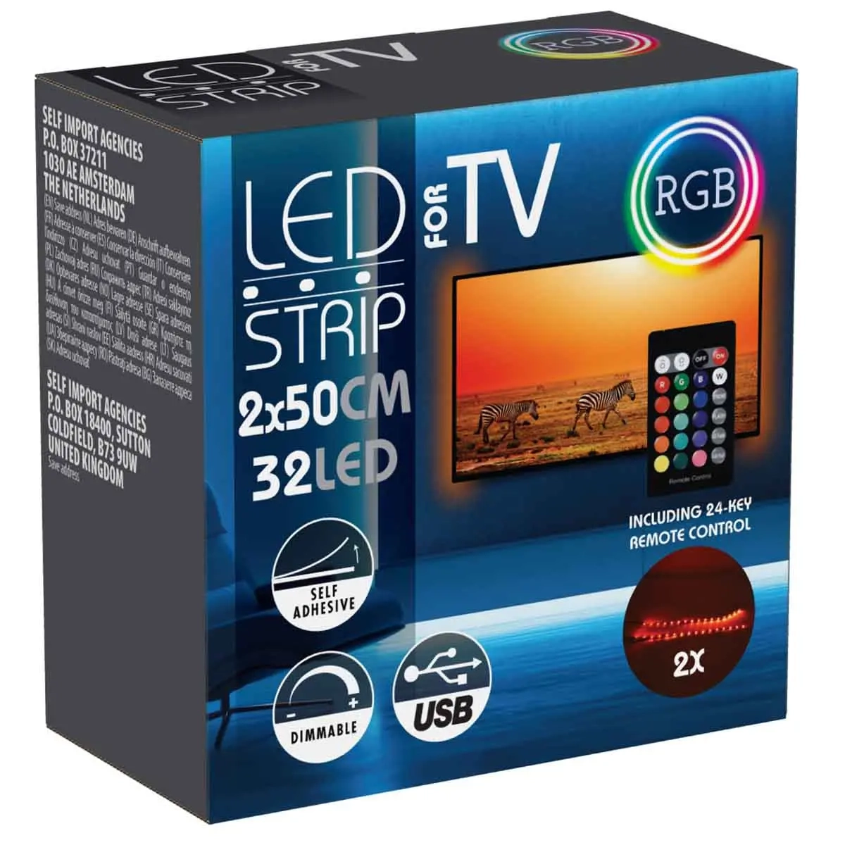 TV Hintergrundbeleuchtung LED 2x0,5 m RGB dimmbar - LED-Streifen und LED-Leisten - 8721037687218 - 0