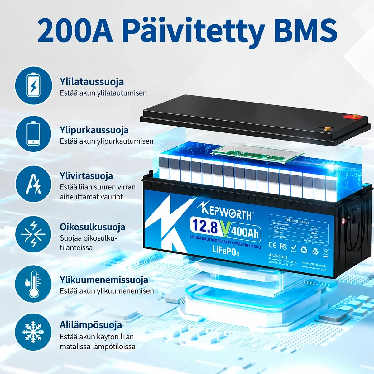 Akku 12V 400Ah LifePo4 200Ah BMS -  - 6438471351101 - 3