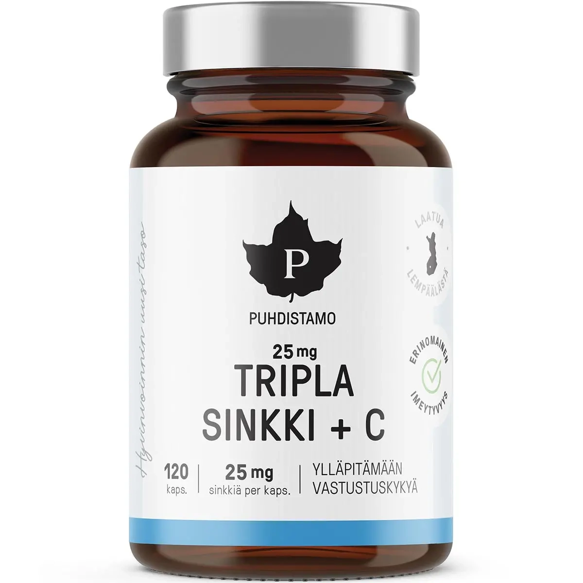 Tripla Zink + C 120 Kapseln Puhdistamo - Vitamine und Pulver - 6430039222915 - 0