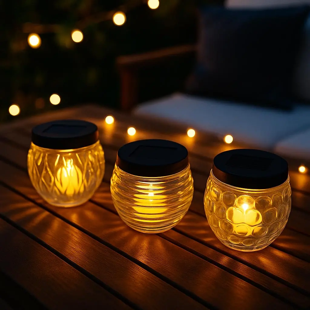 Solarzellenlaterne Glasschale 8 cm sortiert - Solarbeleuchtung - 8721037350310 - 1