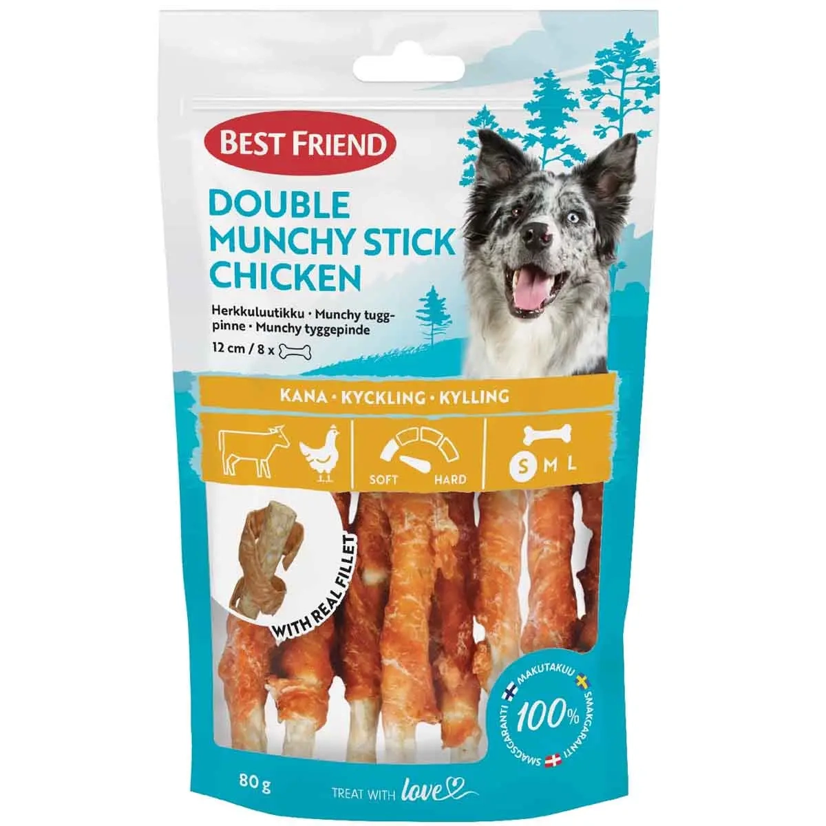 Knusprige Hähnchen-Kauknochen 8 Stück Best Friend 80g - Hundekauknochen, Kauknochen und Kaurollen - 5700551173073 - 0