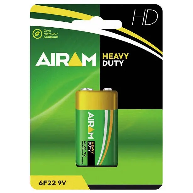 Airam Batterie 6F22 9V Heavy Duty - 9V-, D- und C-Batterien - 6435200000439 - 0