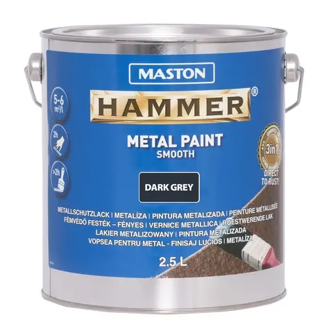 Metallfärg Hammer mörkgrå 2,5L - Metallfärger - 6412490043674 - 0