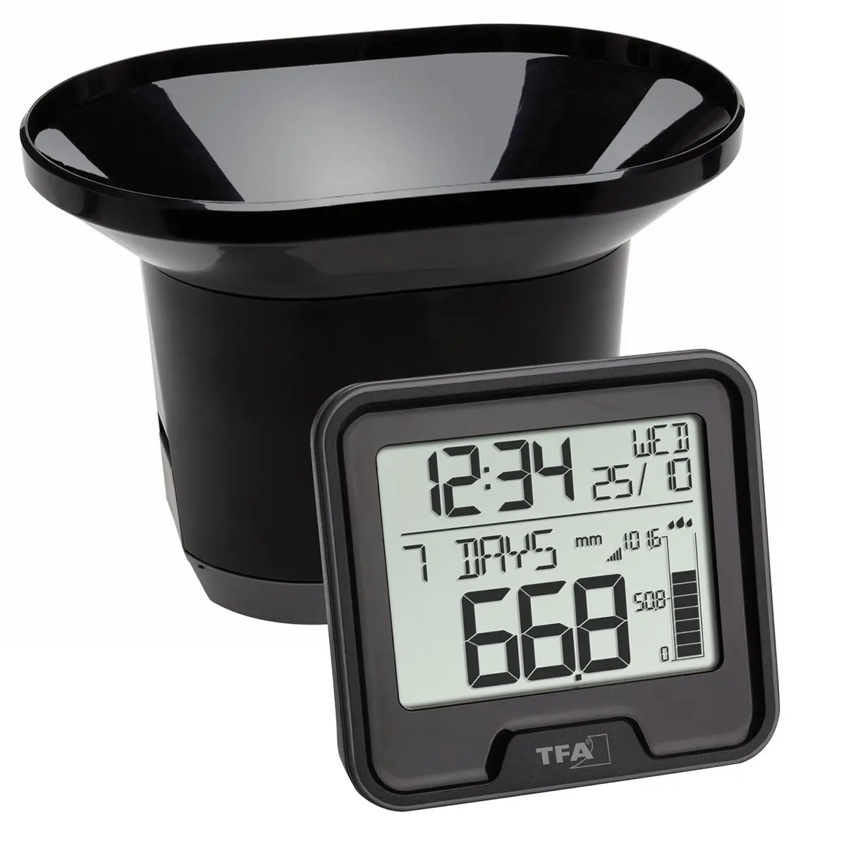 TFA kabelloses Regenmessgerät 100 m - Heimzähler, Timer und Alarm - 4009816032102 - 0