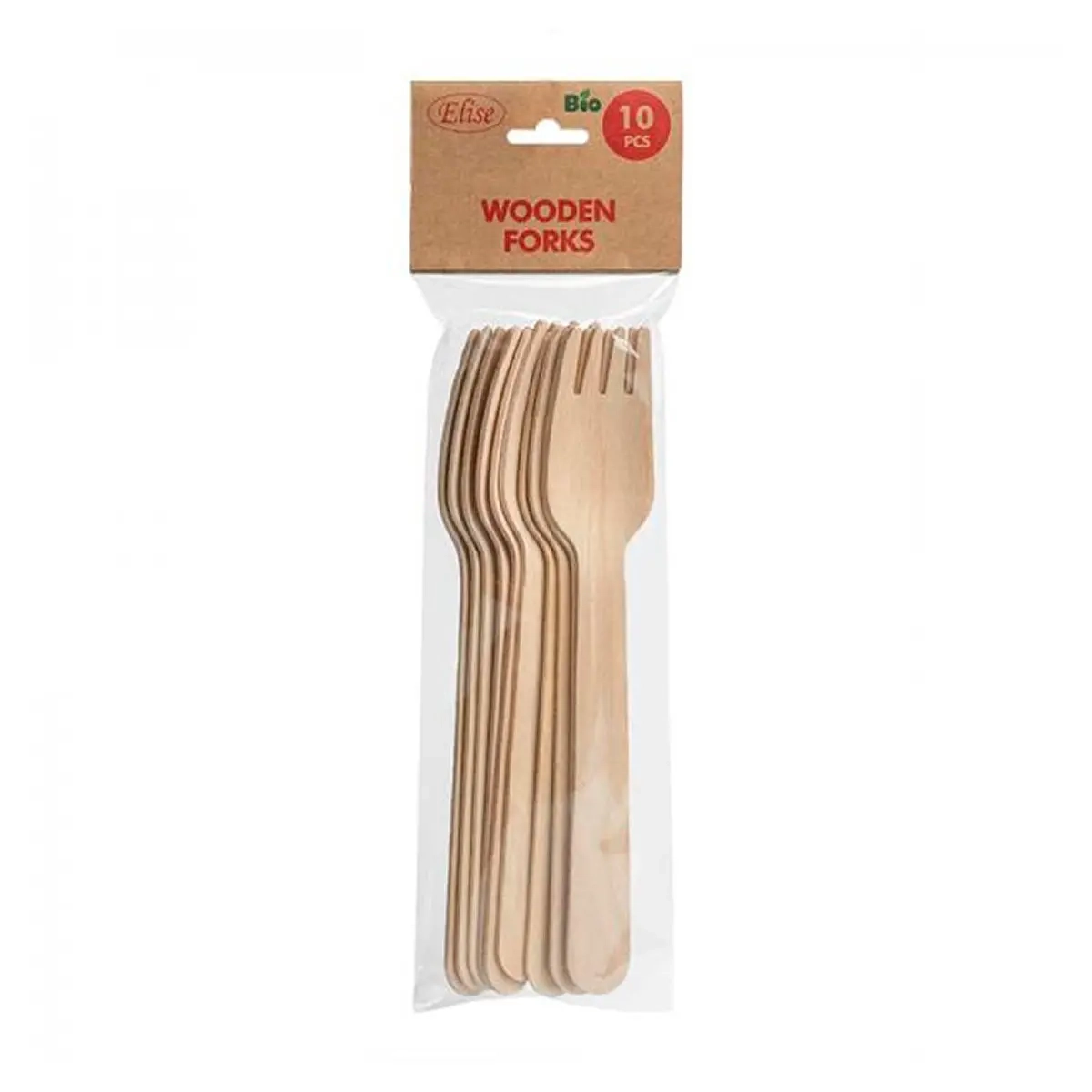 Einweg-Holzgabel Elise 10 Stück - Einwegbesteck und Servietten - 4742002003400 - 0