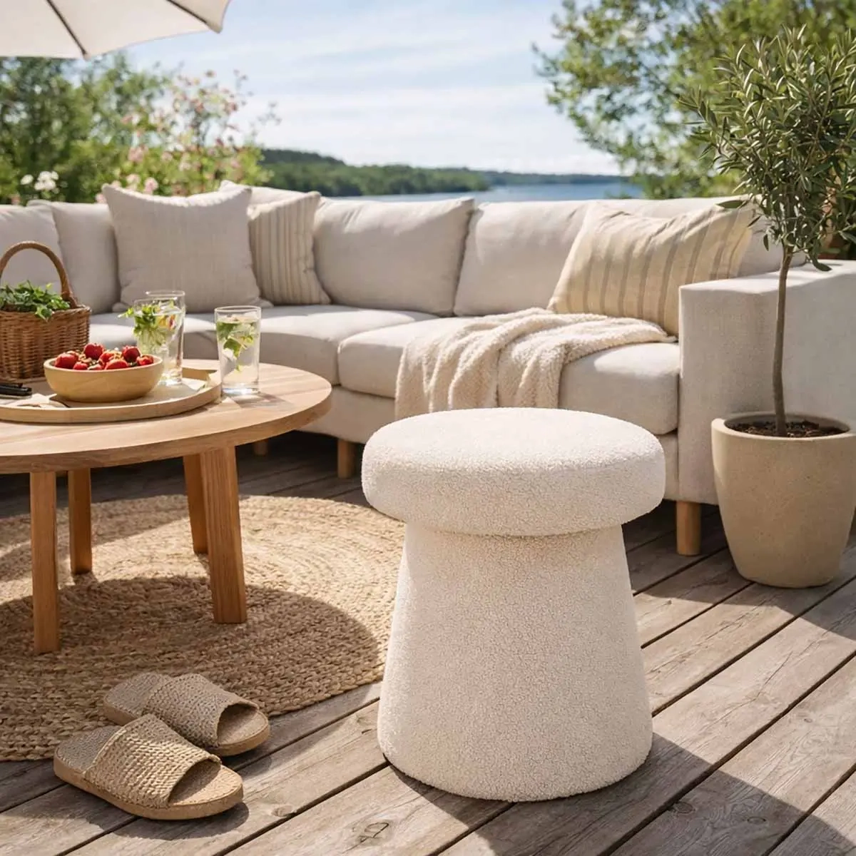 Hocker Teddy 43 cm Weiß - Hocker, Stühle und Bänke - 8721037138932 - 1