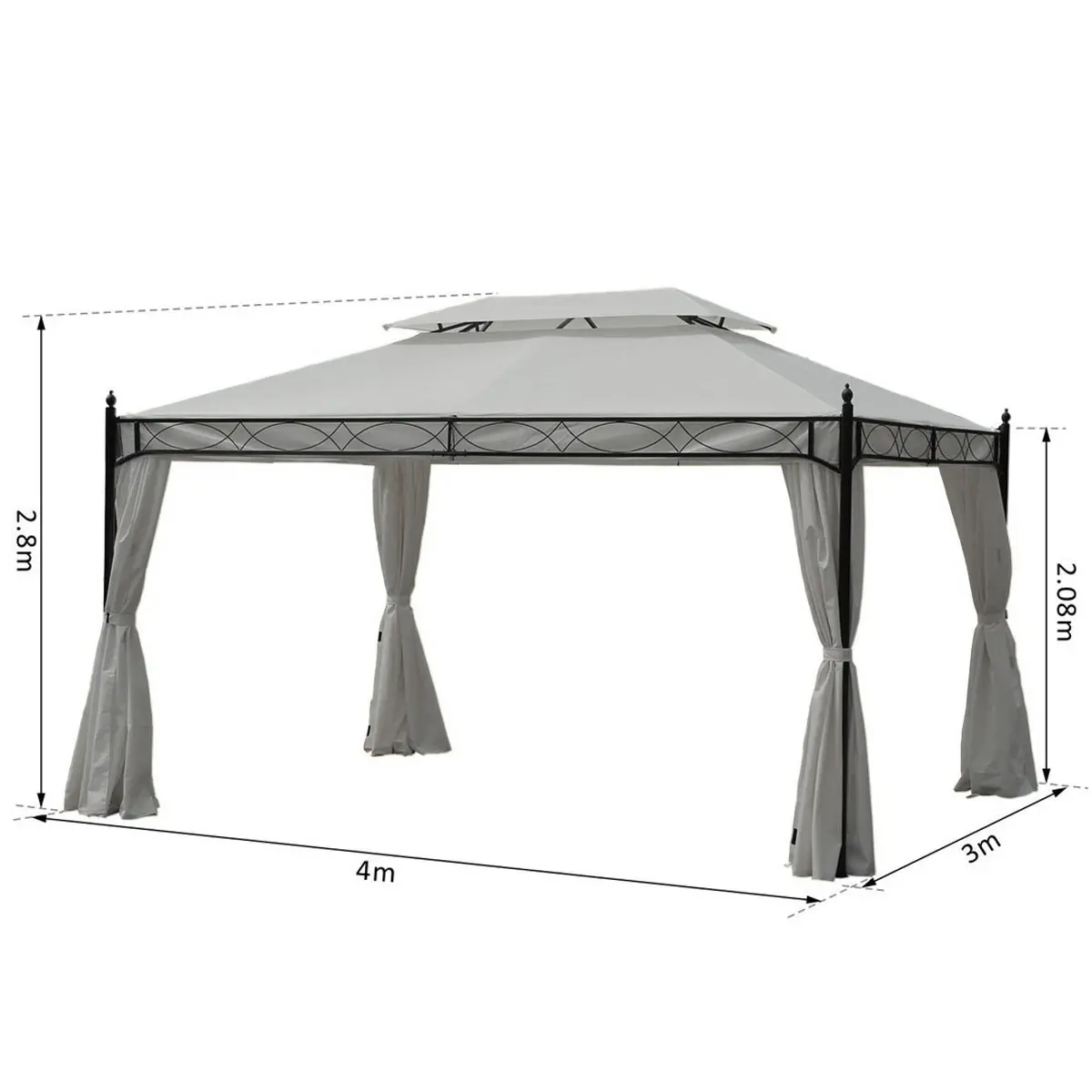 Pavillon Überdachung Capri Grau 3x4x2,7m - Pavillons und Pergolen - 6438168085340 - 2