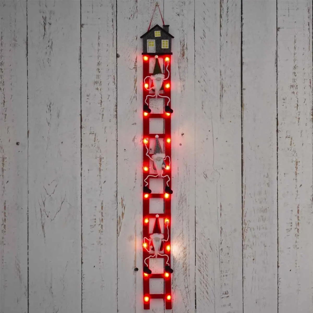 Wichtel auf Leitern mit rotem LED-Licht - Weihnachtsmänner und Dekorationstiere - 6410416502861 - 1