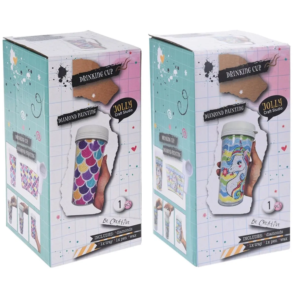 Bastelset Becher Diamond Paint Sortiment - Bastelzubehör - 8721037071635 - 0