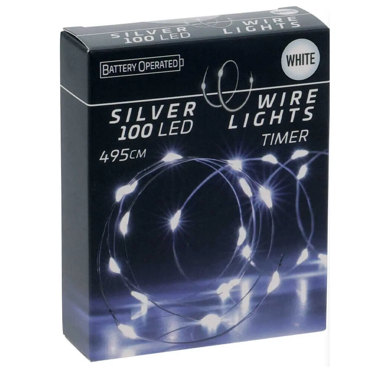 Lichterkette 100 LED Silberdraht 5m Weiß - Lichterketten für Außen- und Innenbereich - 8720573662451 - 0