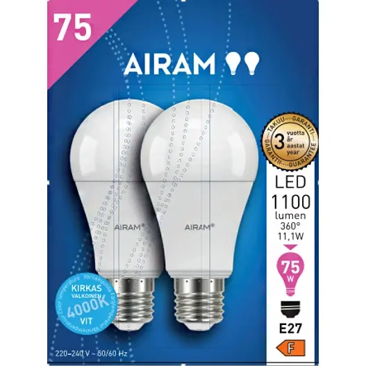 Airam LED 11,1W/840 E27 1100lm 4000K matt - E27-Lampen - 6435200311016 - 1