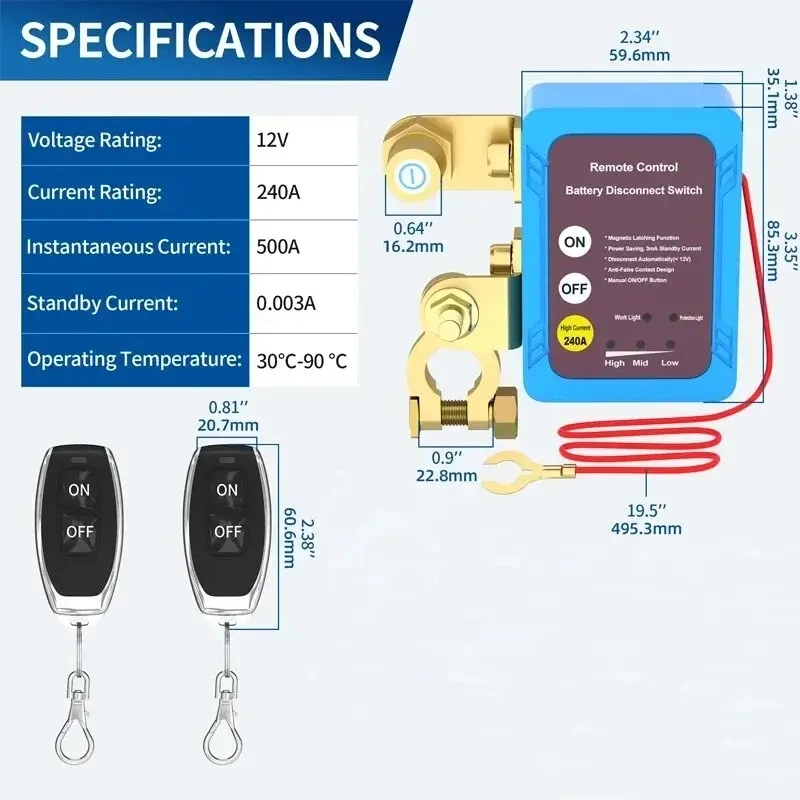 Tronic ferngesteuertes abnehmbares Relais für Batterien - Auto-Relais - 6438471286182 - 1