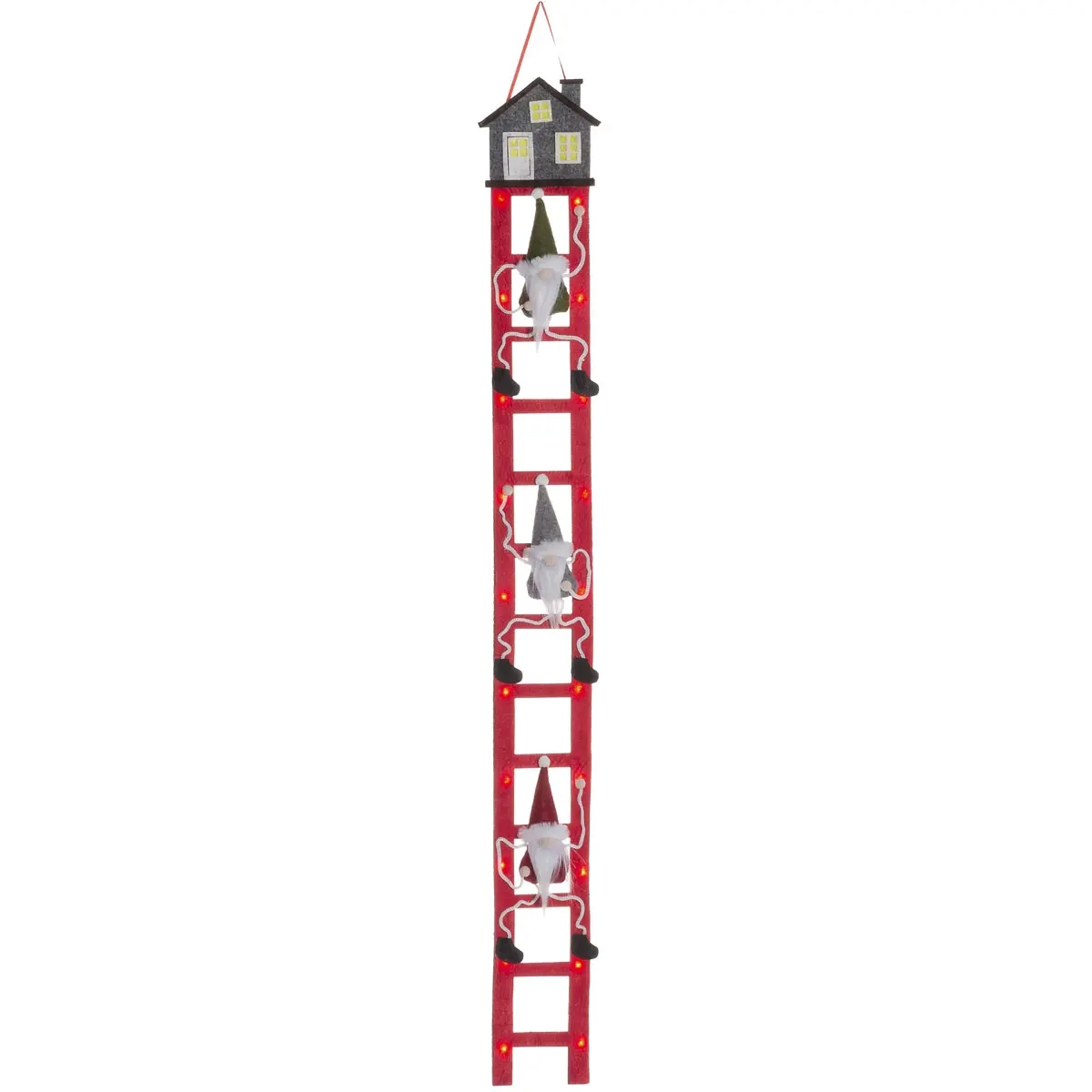 Wichtel auf Leitern mit rotem LED-Licht - Weihnachtsmänner und Dekorationstiere - 6410416502861 - 0