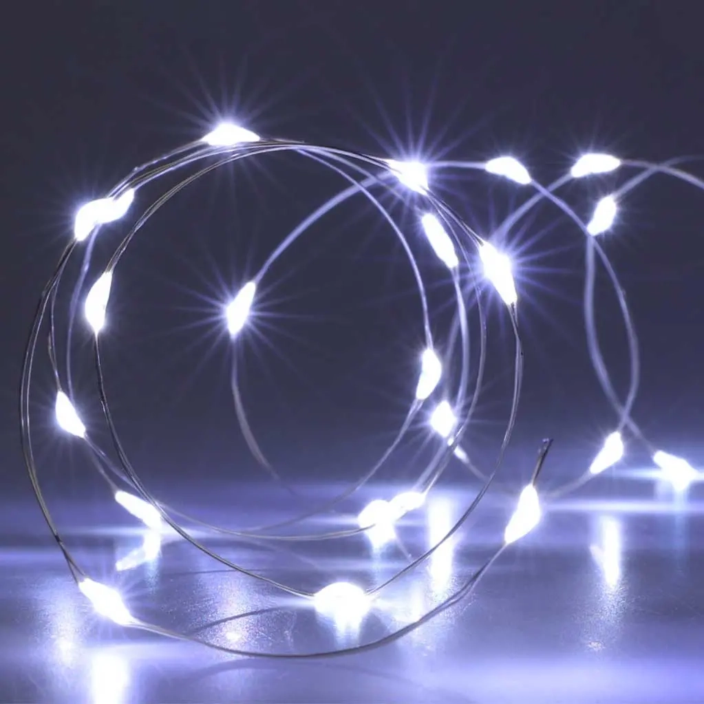 Lichterkette 100 LED Silberdraht 5m Weiß - Lichterketten für Außen- und Innenbereich - 8720573662451 - 1
