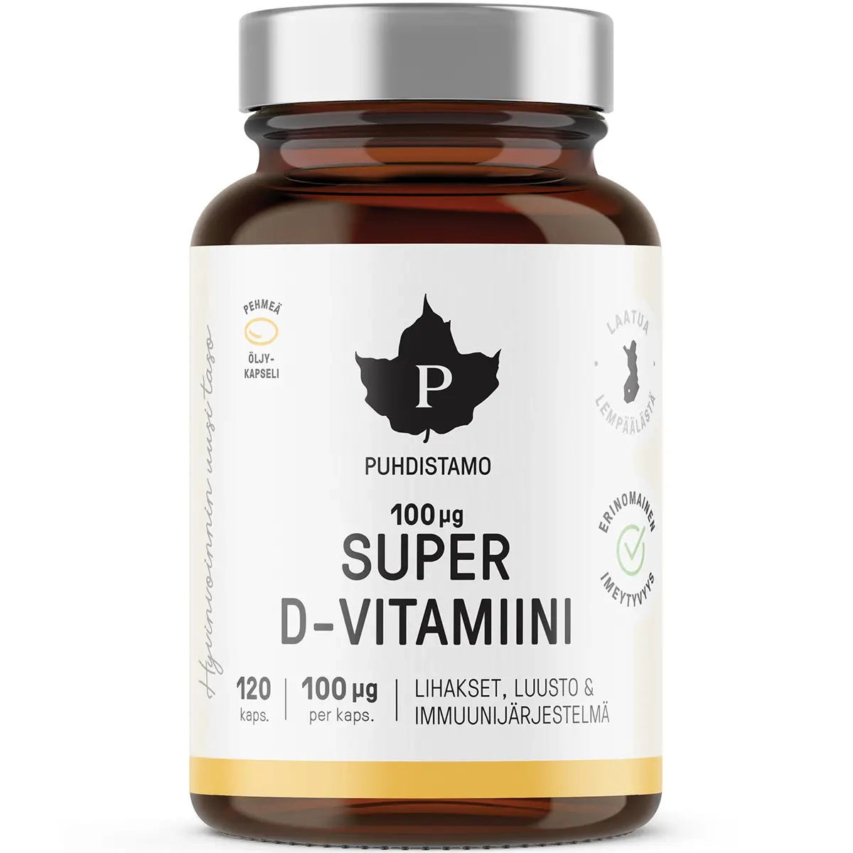 Super D-Vitamin Puhdistamo 120 Kapseln - Vitamine und Pulver - 6430039222922 - 0