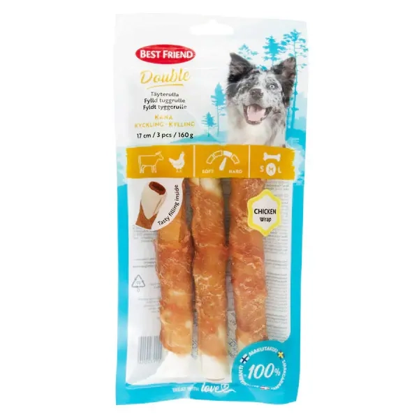 Füllrolle Hähnchen 17 cm 3 Stück 160 g - Hundekauknochen, Kauknochen und Kaurollen - 5700551172014 - 0